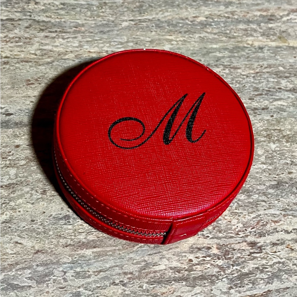 Mark Grahan Red Small Round Zippered Jewelry Case